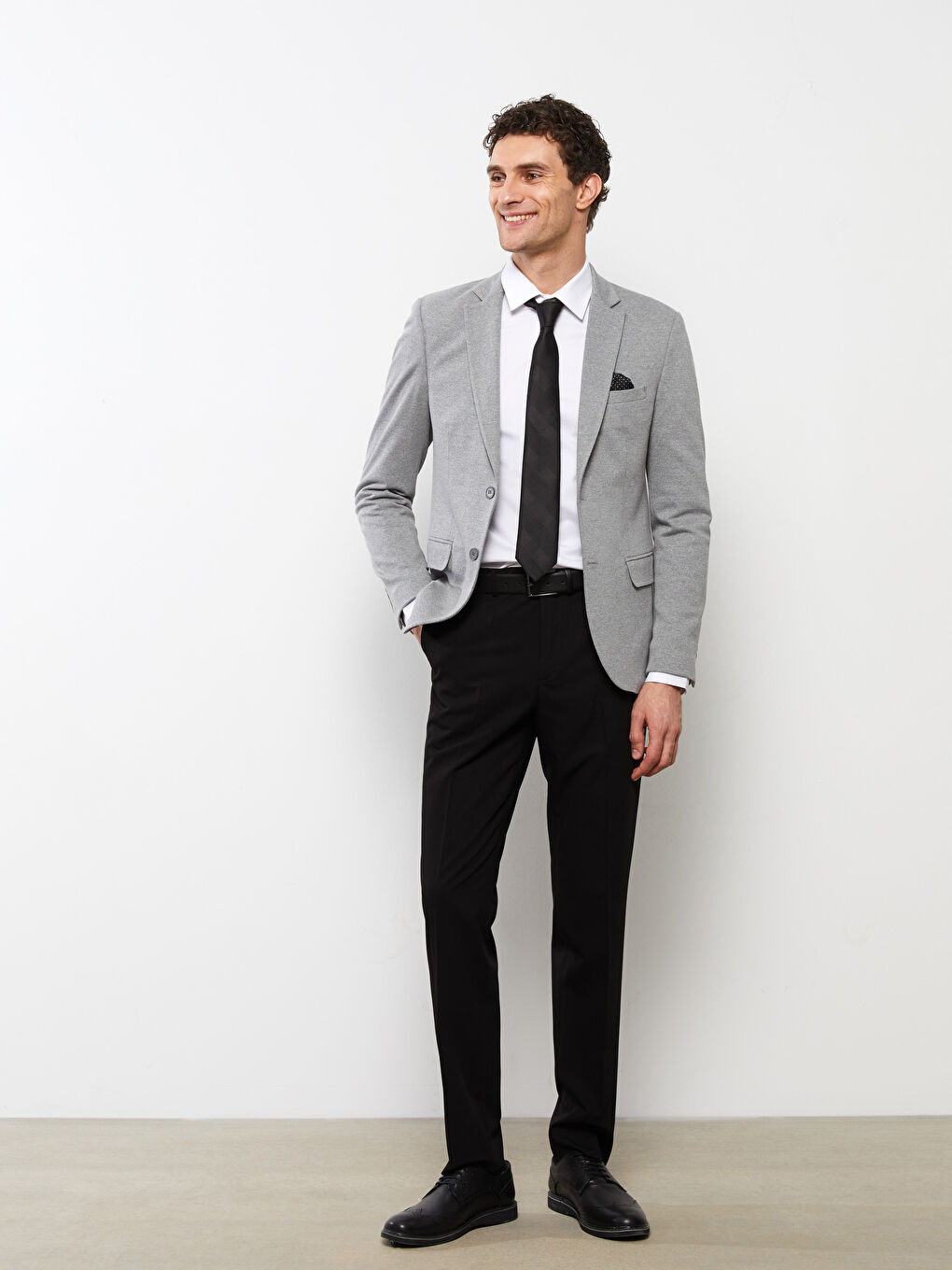 Gri Dar Kalıp Erkek Blazer Ceket