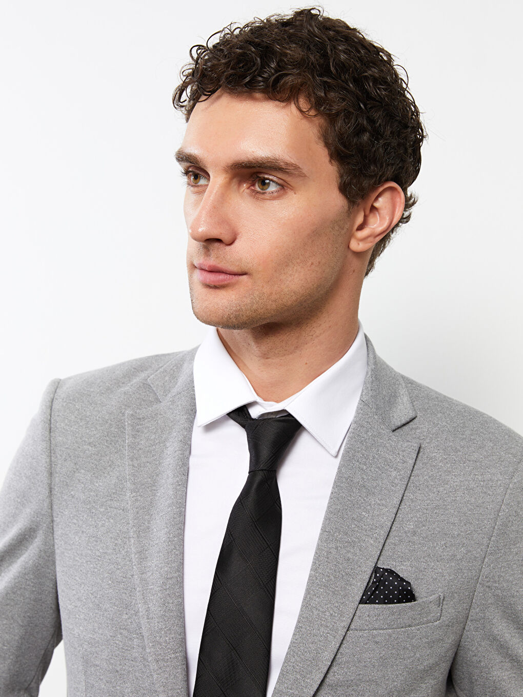 Gri Dar Kalıp Erkek Blazer Ceket-2