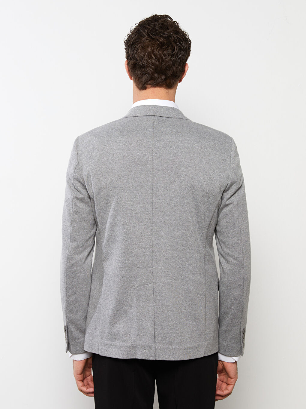 Gri Dar Kalıp Erkek Blazer Ceket-3