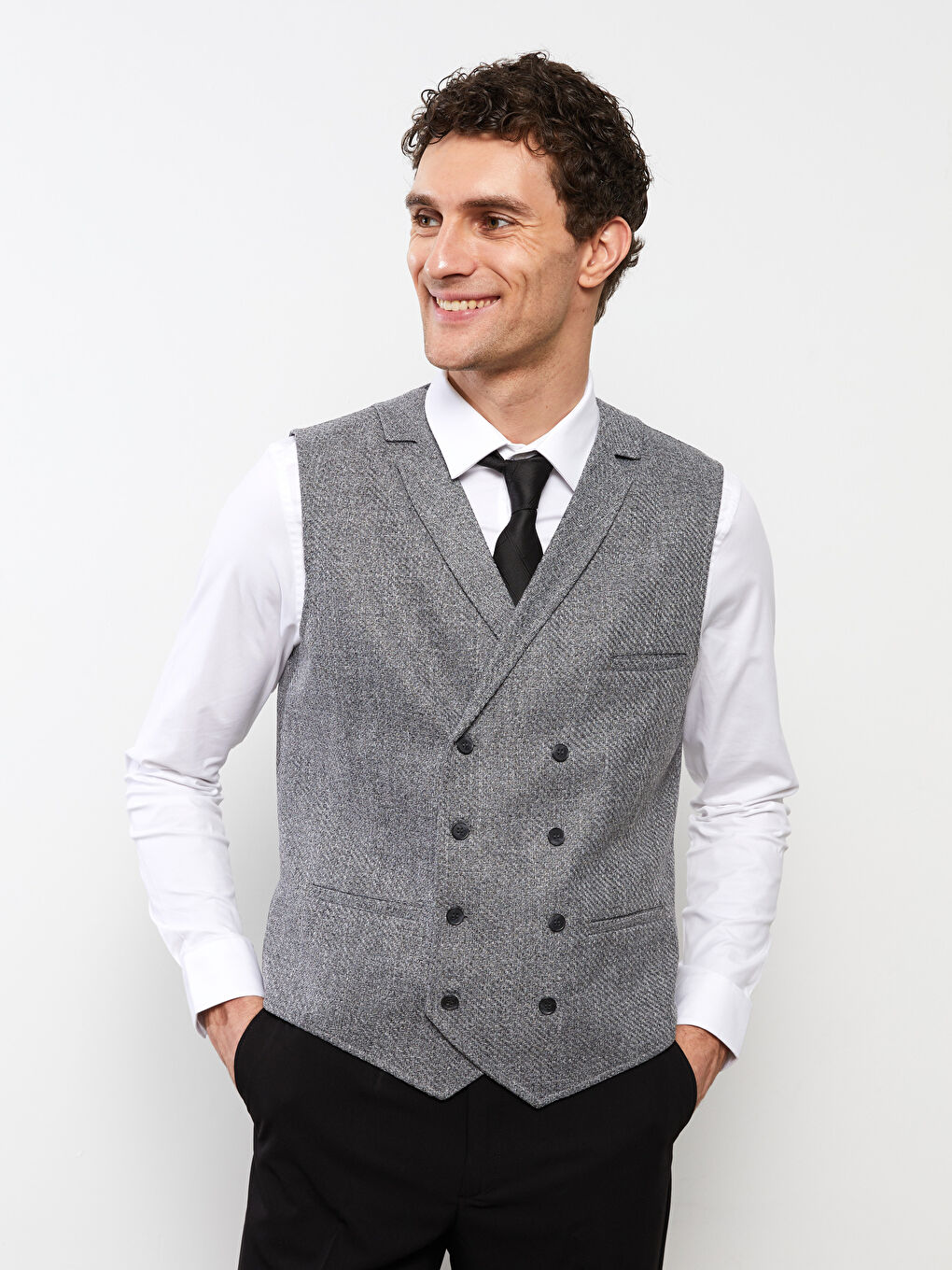 Siyah Dar Kalıp Klasik Erkek Yelek