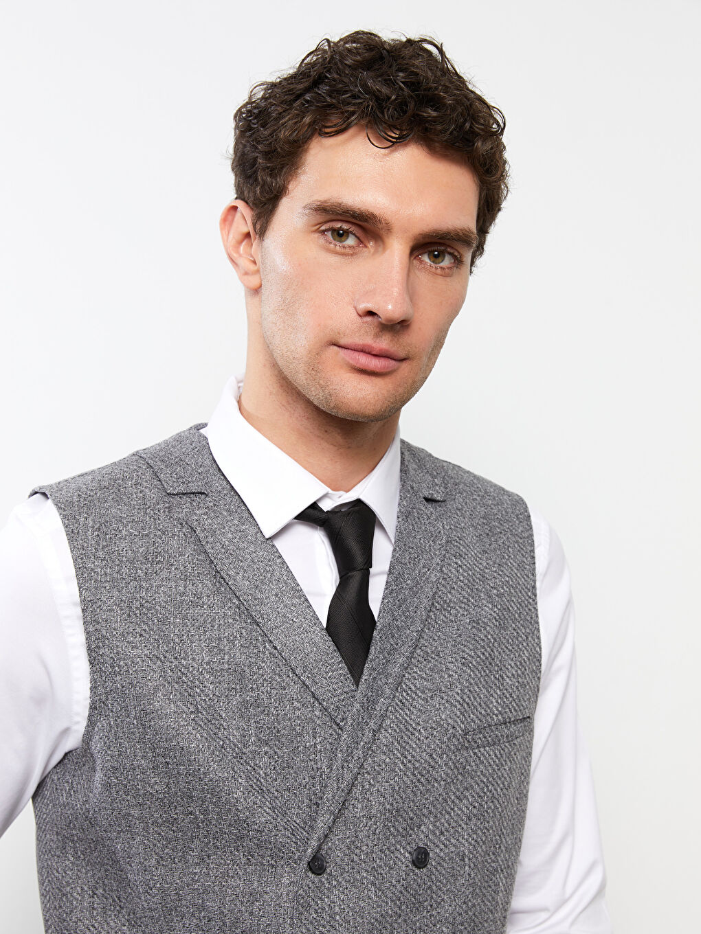 Siyah Dar Kalıp Klasik Erkek Yelek-2