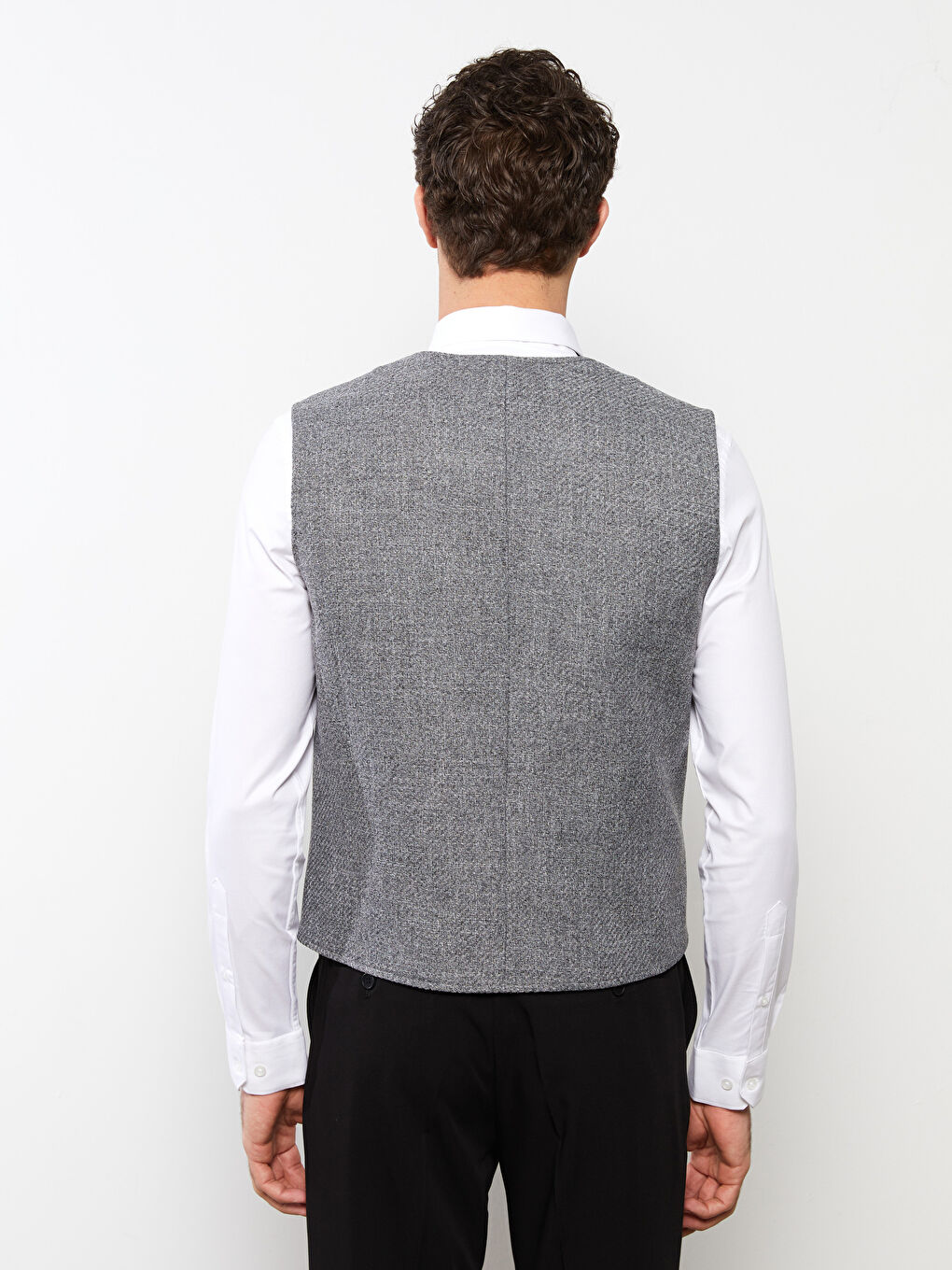 Siyah Dar Kalıp Klasik Erkek Yelek-5