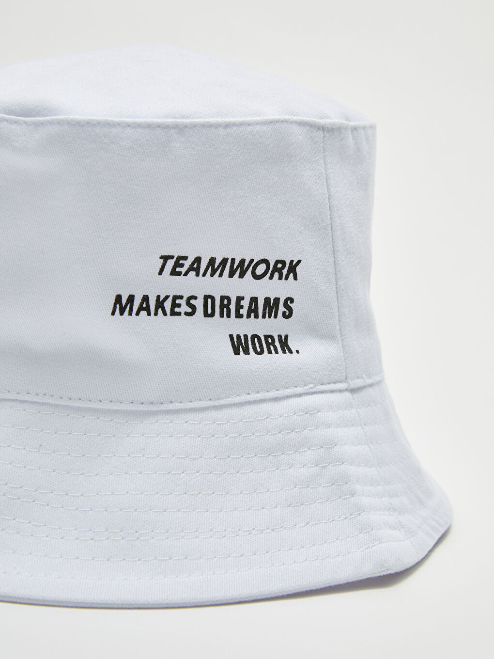 Beyaz Pamuklu Baskılı Erkek Bucket Şapka-3