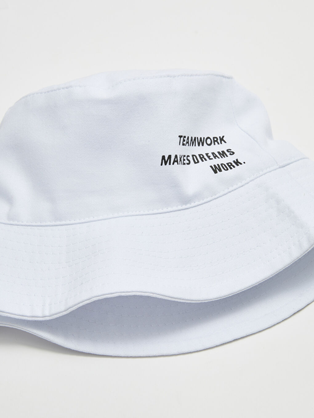 Beyaz Pamuklu Baskılı Erkek Bucket Şapka-4