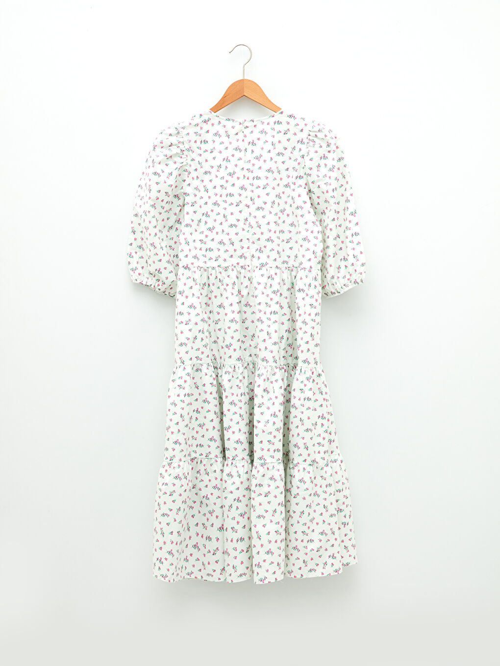 Crew Neck Floral Short Sleeve Women's Poplin Dress-6