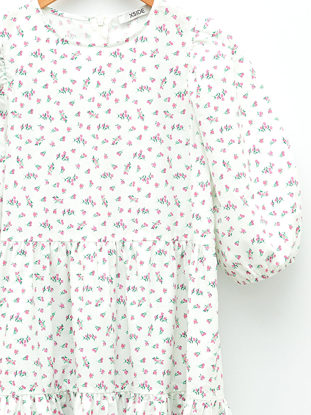 Crew Neck Floral Short Sleeve Women's Poplin Dress-7