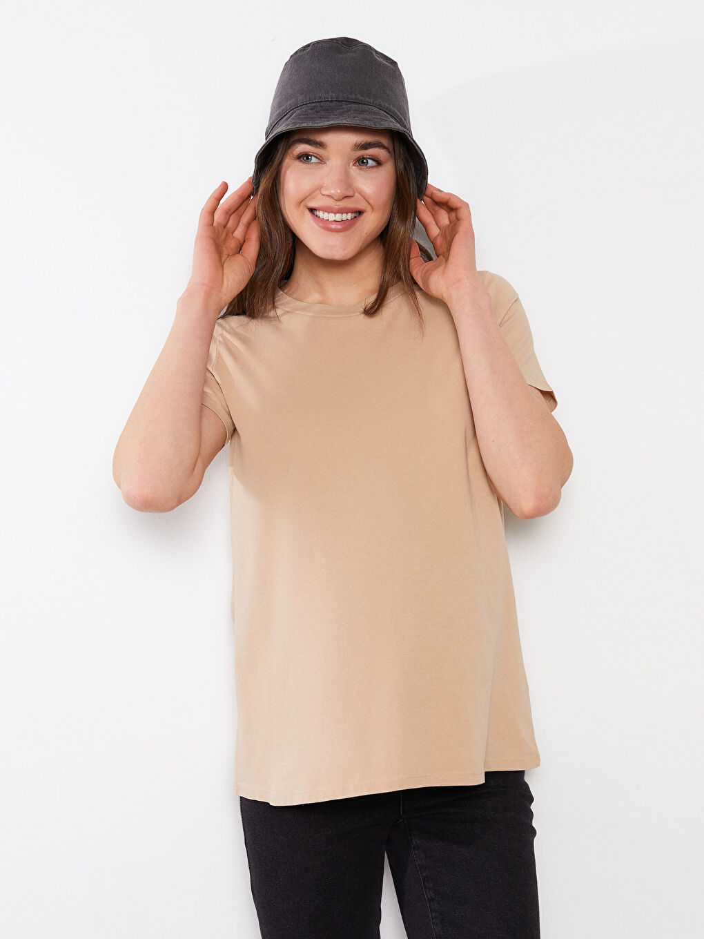 Crew Neck Regular Short Sleeve Cotton Maternity T-shirt-1