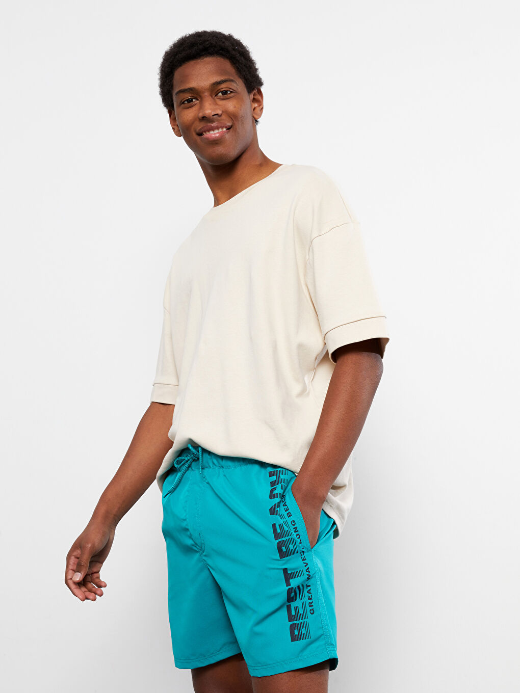 Short Printed Men's Swimming Shorts -S2FN38Z8-GZD