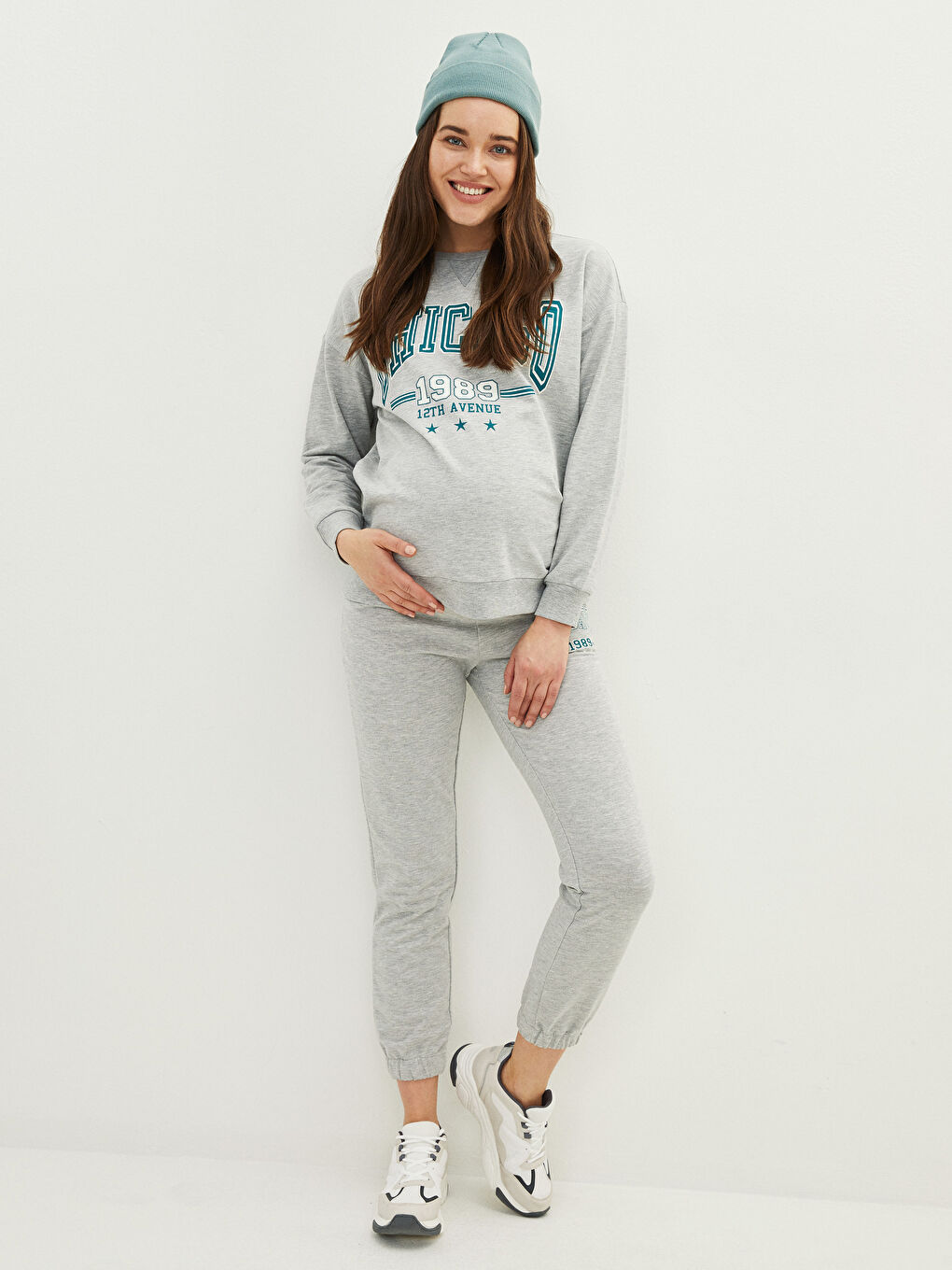 Elastic Waist Printed Maternity Jogger Sweatpants -S2FN43Z8-CT3