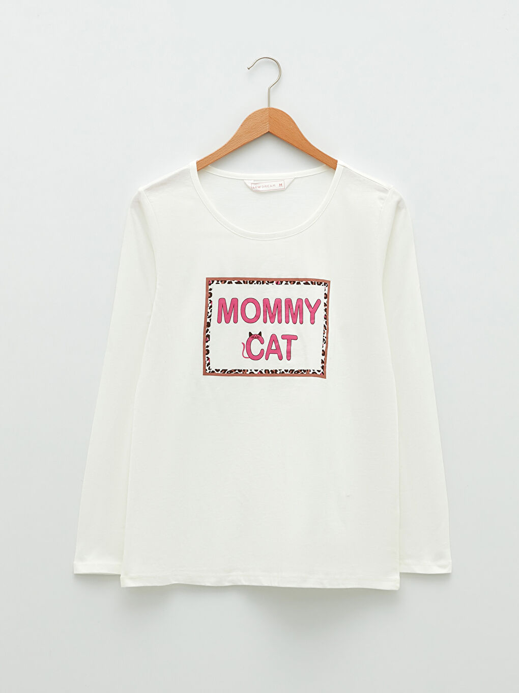 Set de pijama din bumbac cu mânecă lungă imprimată și guler rotund pentru femei-6