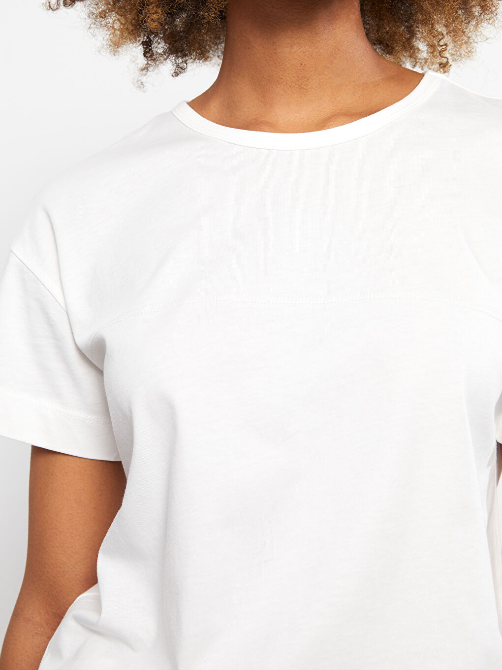 Crew Neck Straight Short Sleeve Cotton Women's T-Shirt-3