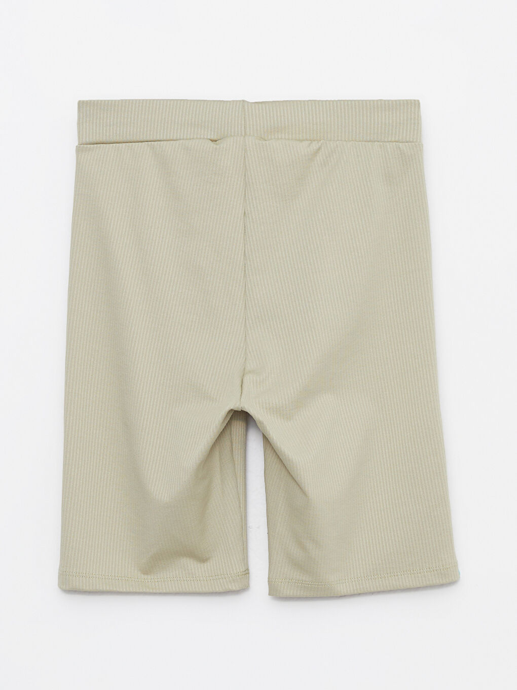 Yeşil Kadın Beli Lastikli Düz Biker Şort Tayt-6