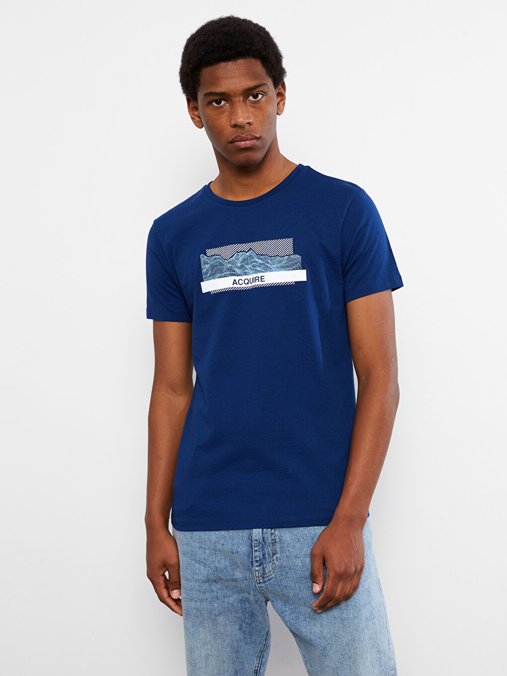 Crew Neck Short Sleeve Printed Combed Cotton Men's T-shirt-1