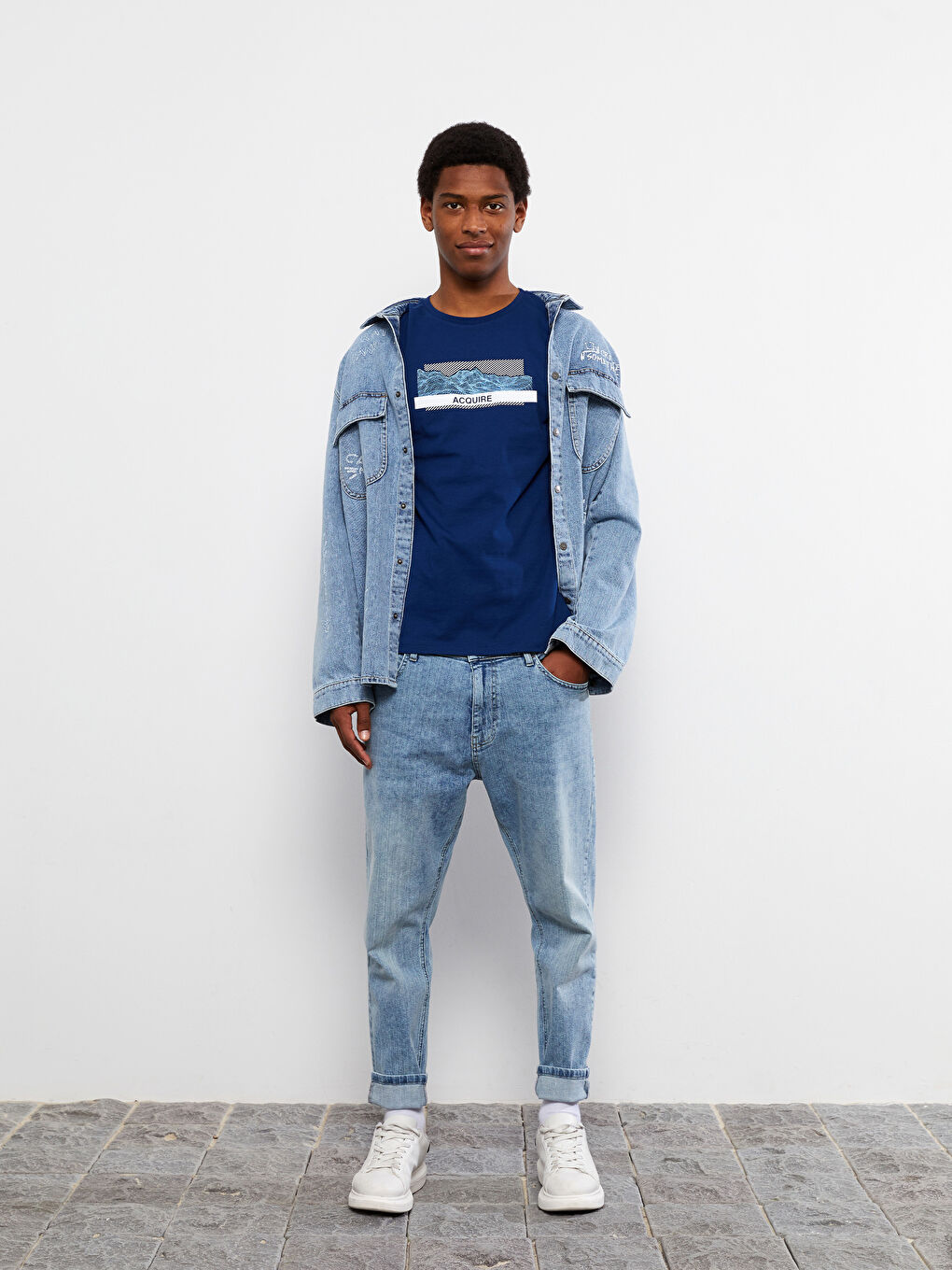 Crew Neck Short Sleeve Printed Combed Cotton Men's T-shirt-2