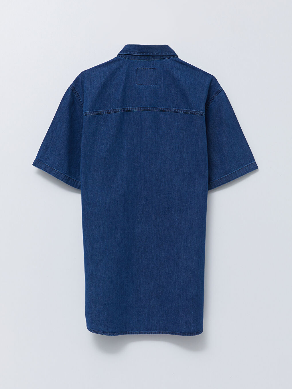 Regular Fit Short Sleeve Men's Denim Shirt-6