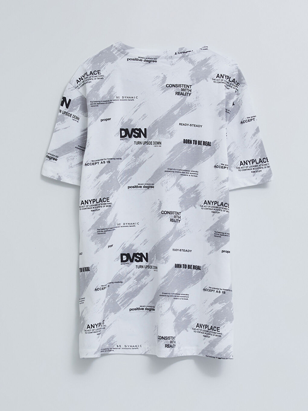 Beyaz Bisiklet Yaka Kısa Kollu Baskılı Penye Erkek Tişört-1