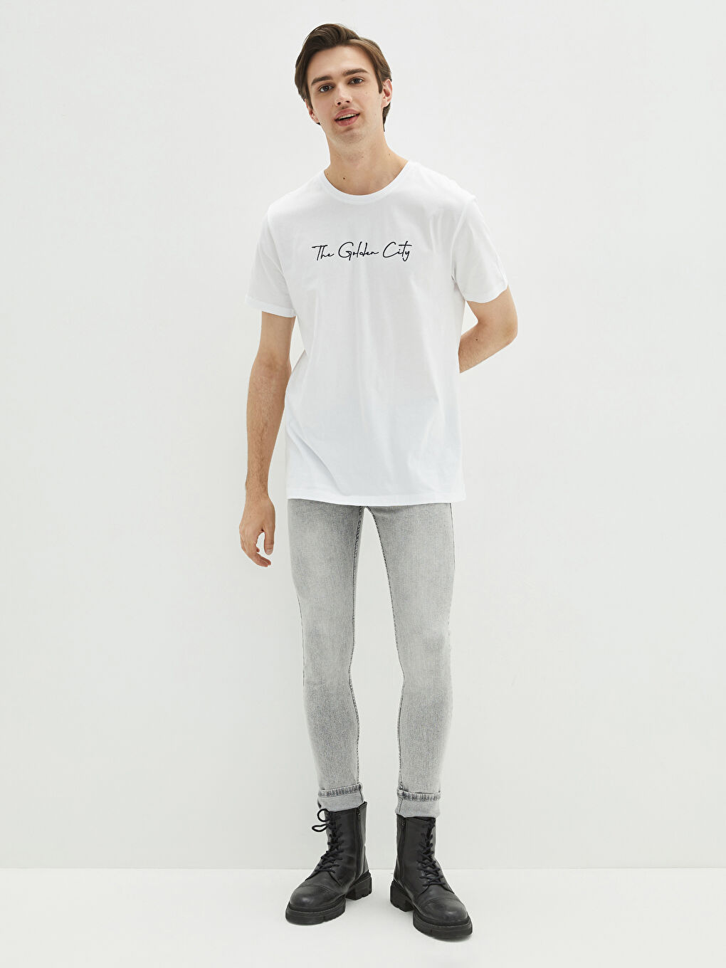 Crew Neck Short Sleeve Printed Combed Cotton Men's T-shirt -S2FO40Z8-Q6K