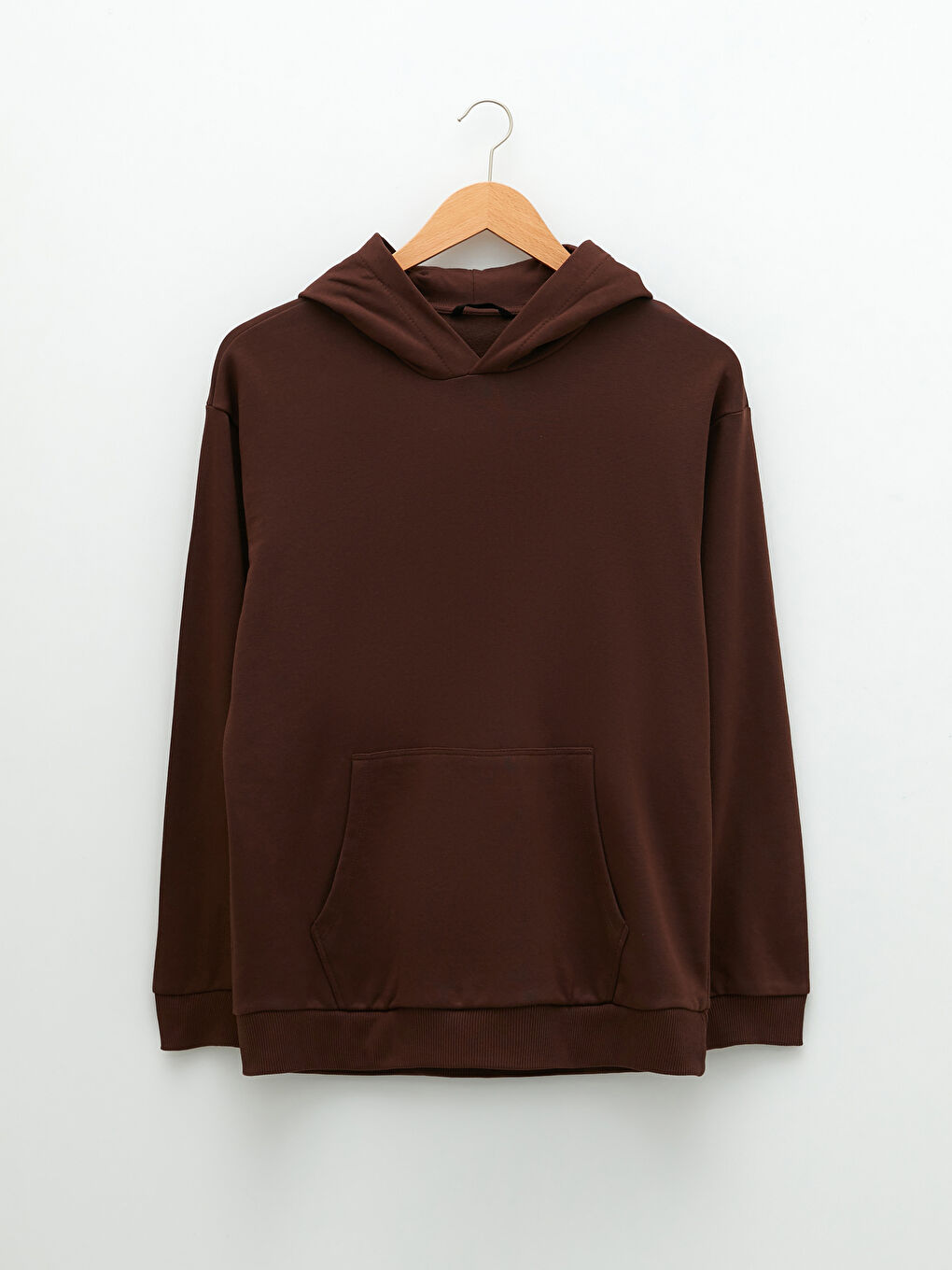 Kahverengi Uzun Kollu Erkek Hoodie-5