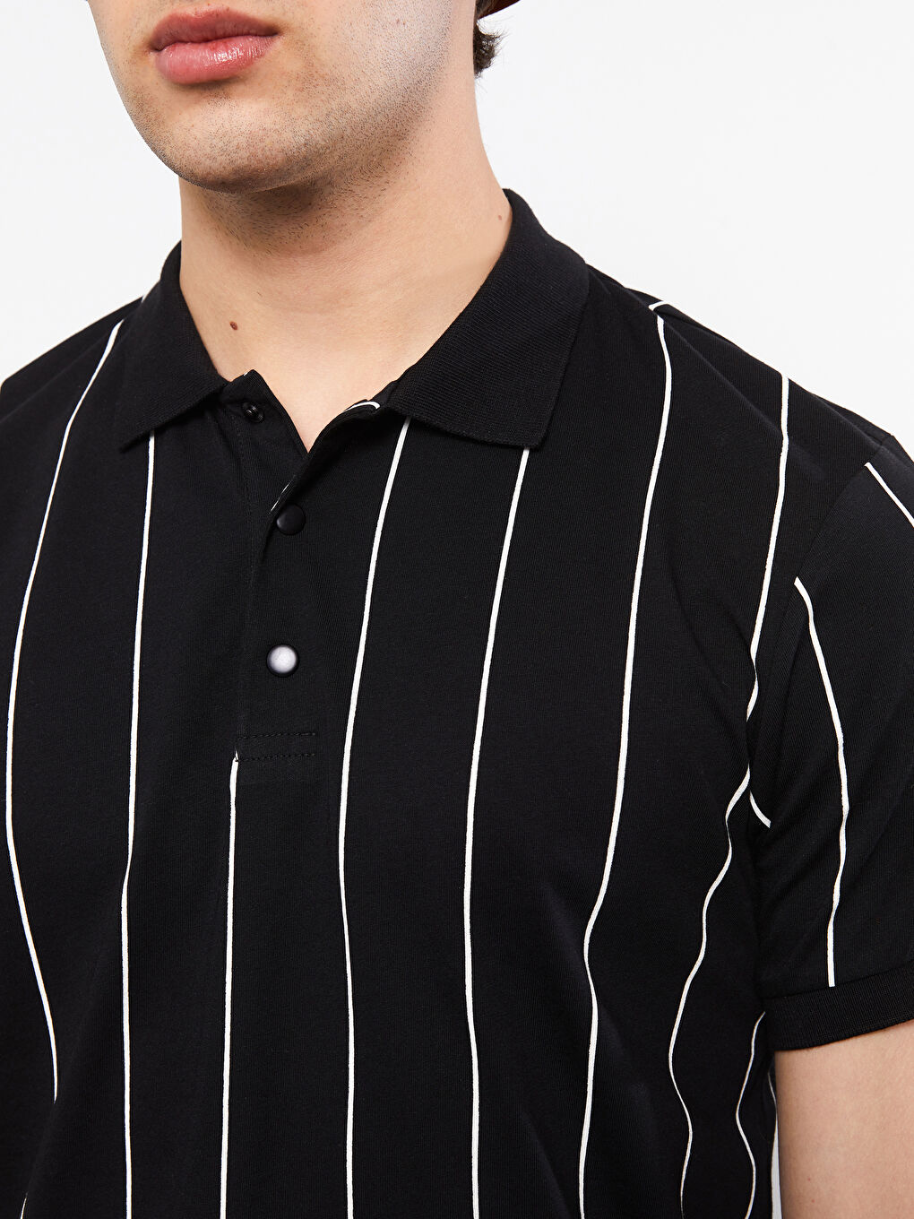 Polo Neck Short Sleeve Striped Jersey Men's T-Shirt-3