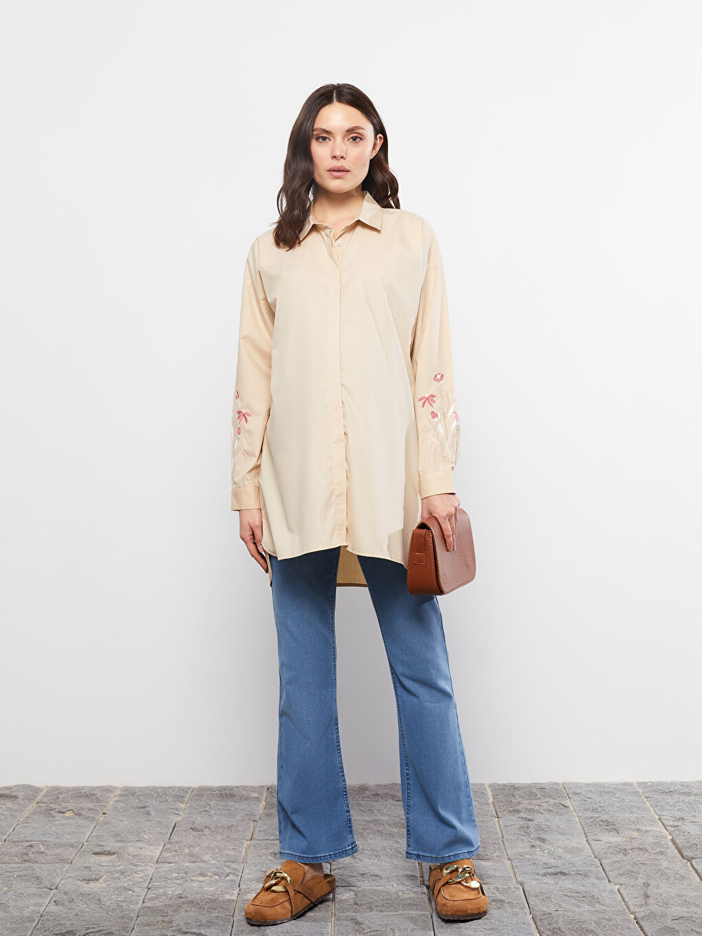 İndigo Karın Panelli Wideleg Düz Cep Detaylı Hamile Rodeo Jean Pantolon-1