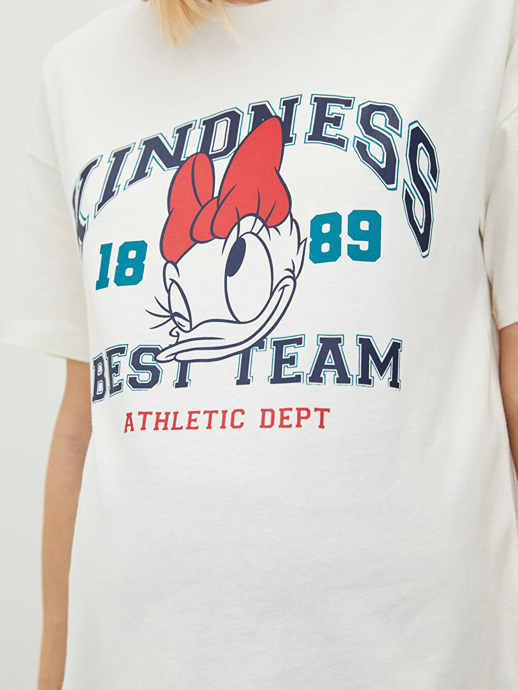 Crew Neck Daisy Duck Printed Short Sleeve Cotton Maternity T-Shirt-2