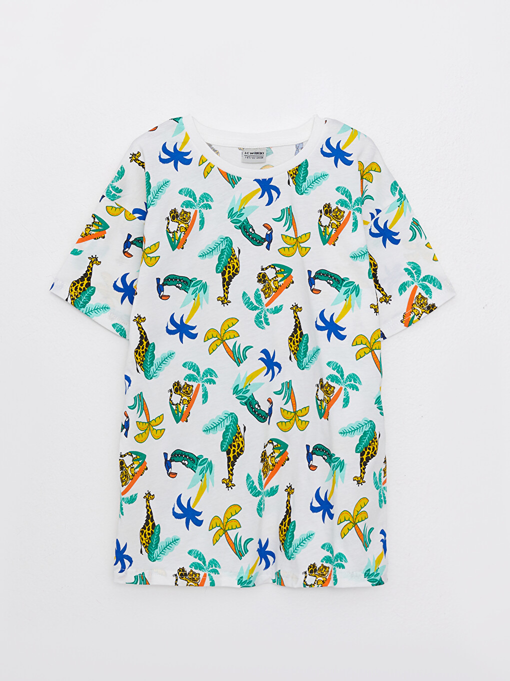 T-shirt garçon en coton à manches courtes imprimé col rond