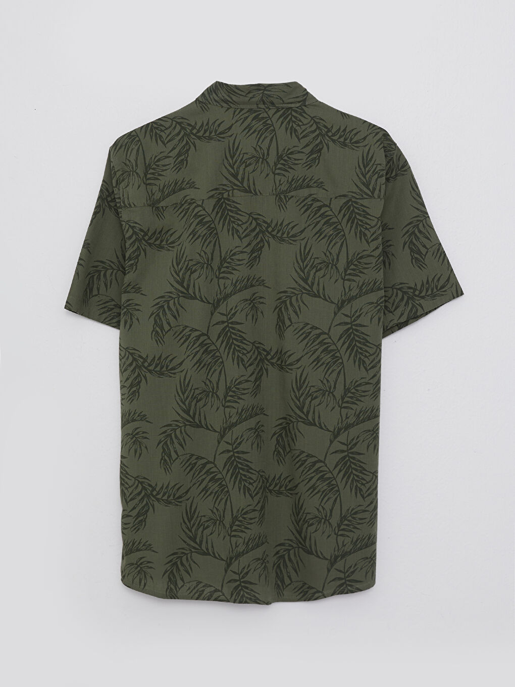 Haki Regular Fit Kısa Kollu Desenli Poplin Erkek Gömlek-1