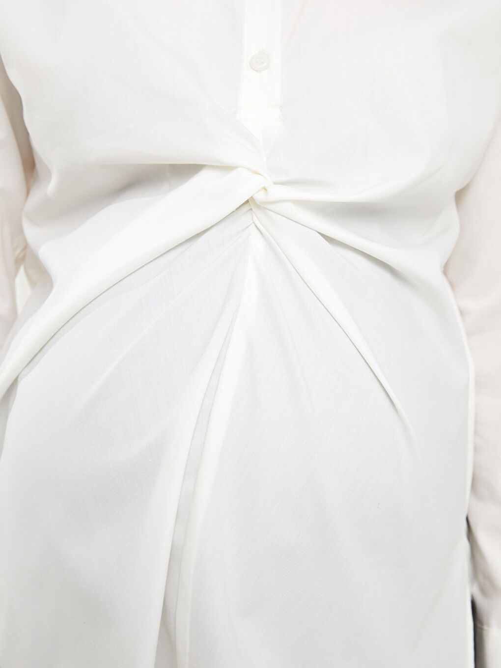 Buttoned Regular Long Sleeve Poplin Maternity Shirt -S2FP64Z8-FDU