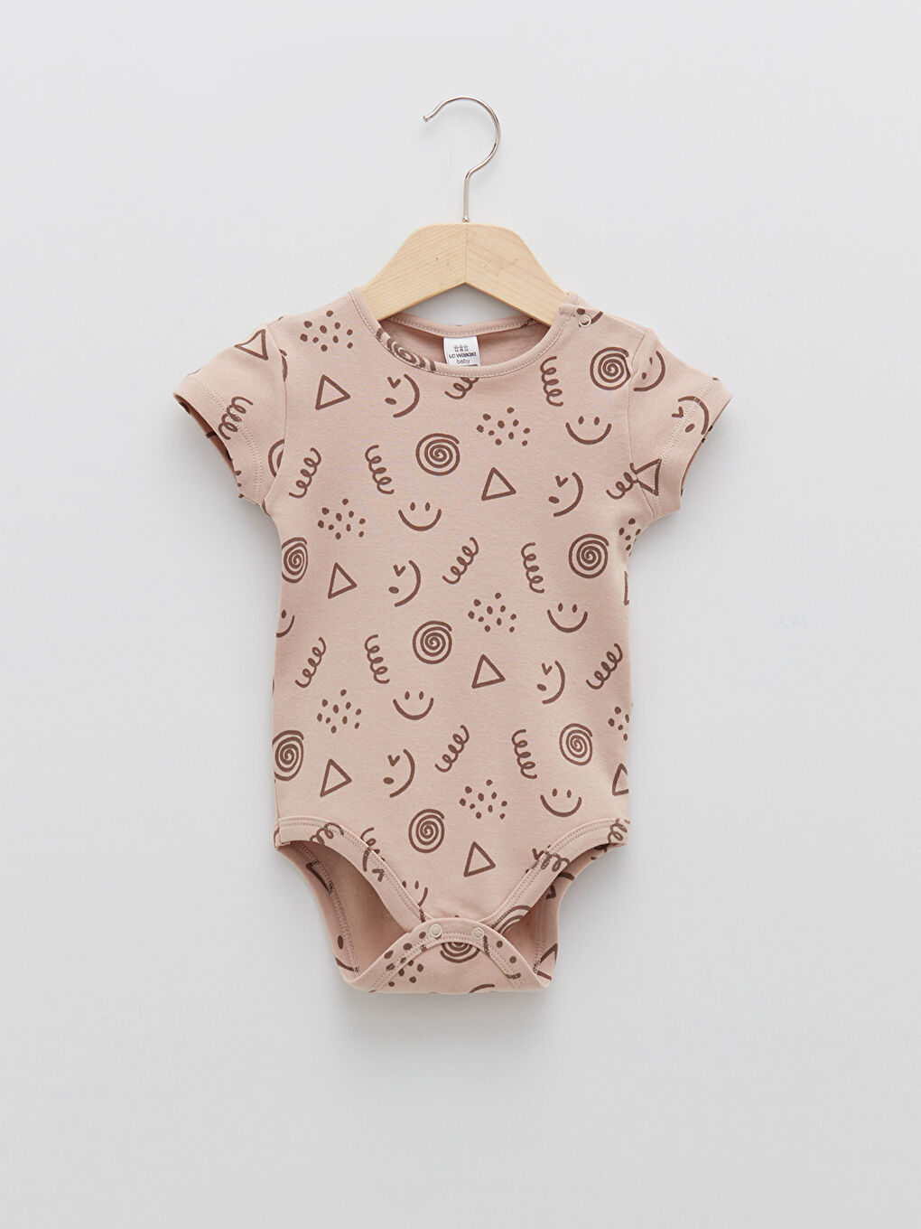 Crew Neck Short Sleeve Printed Baby Girl Body with Snap Crotch