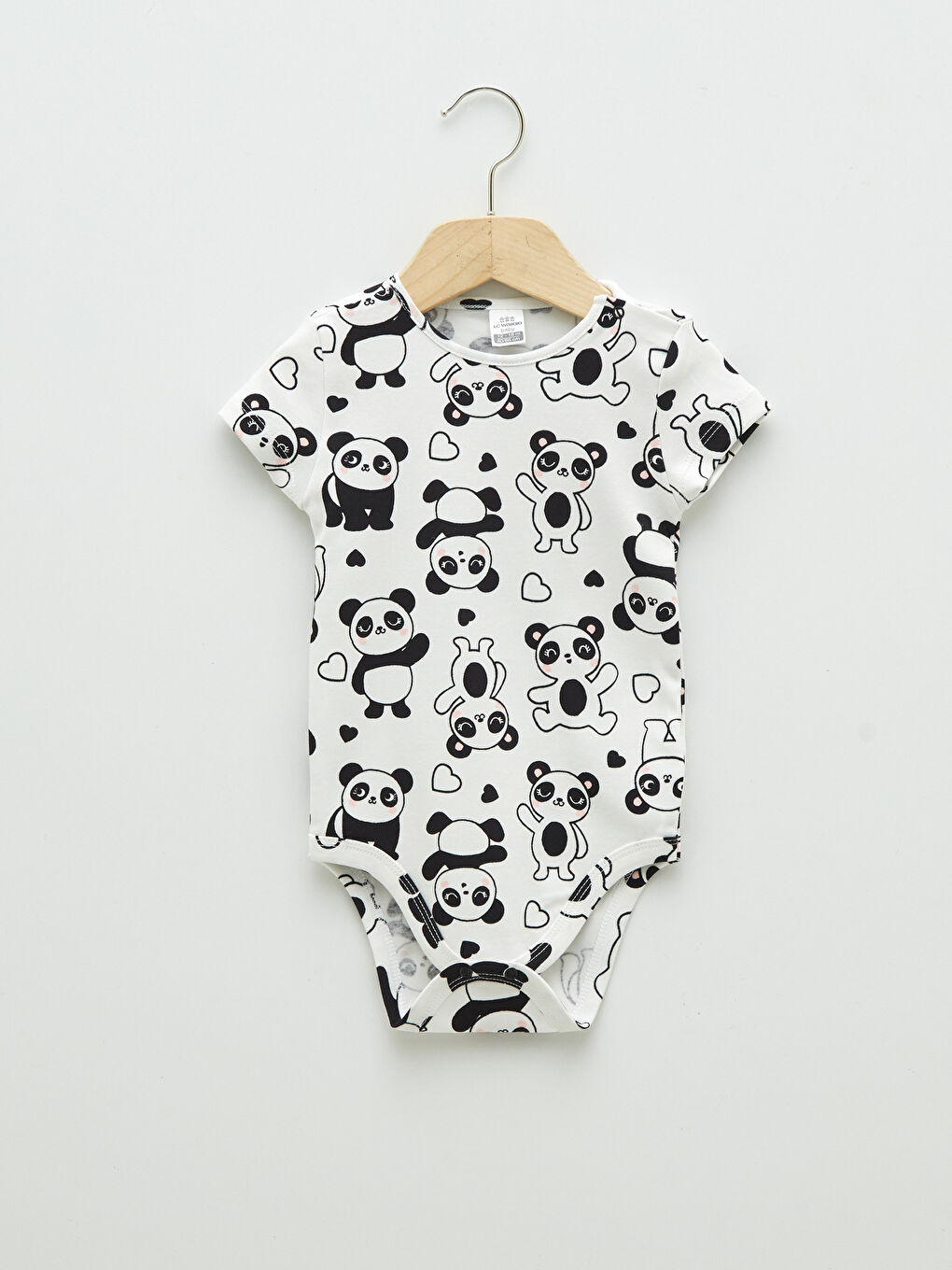 Crew Neck Short Sleeve Printed Cotton Baby Girl Snap Body