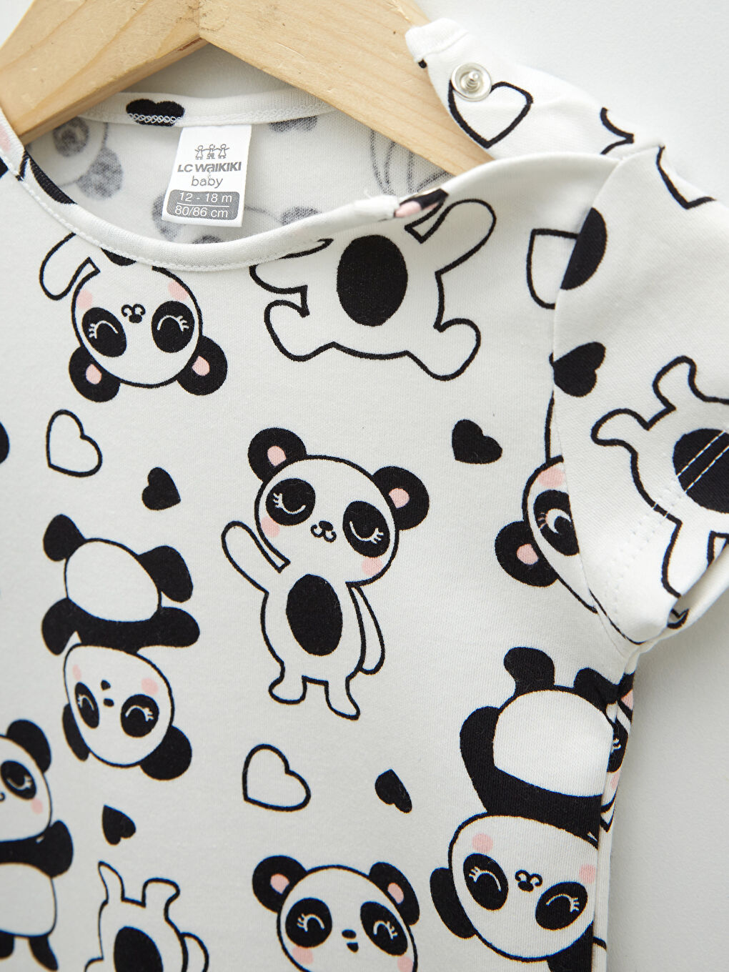 Crew Neck Short Sleeve Printed Cotton Baby Girl Snap Body-3