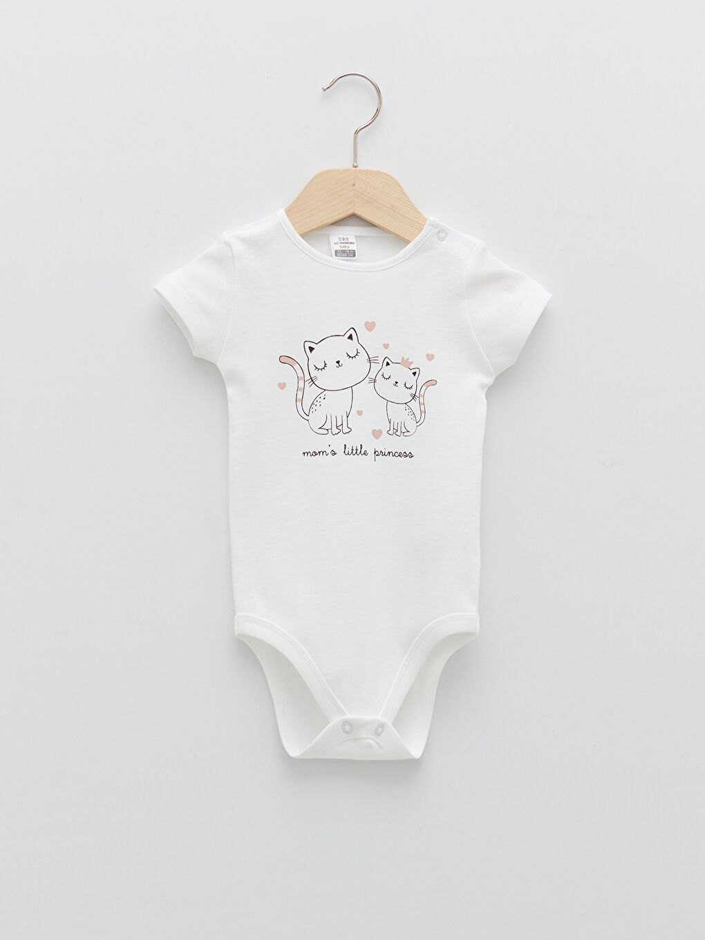 LCW ECO Crew Neck Short Sleeve Printed Baby Girl Body with Snap Crotch -S2FP96Z1-FFB