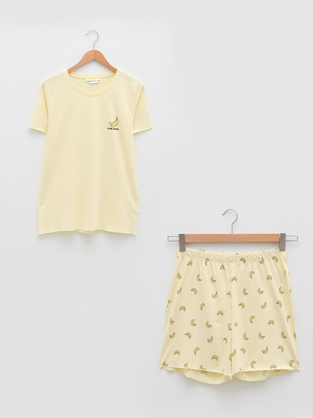 Crew Neck Printed Short Sleeve Cotton Women's Pajama Set -S2FQ12Z8-LU9