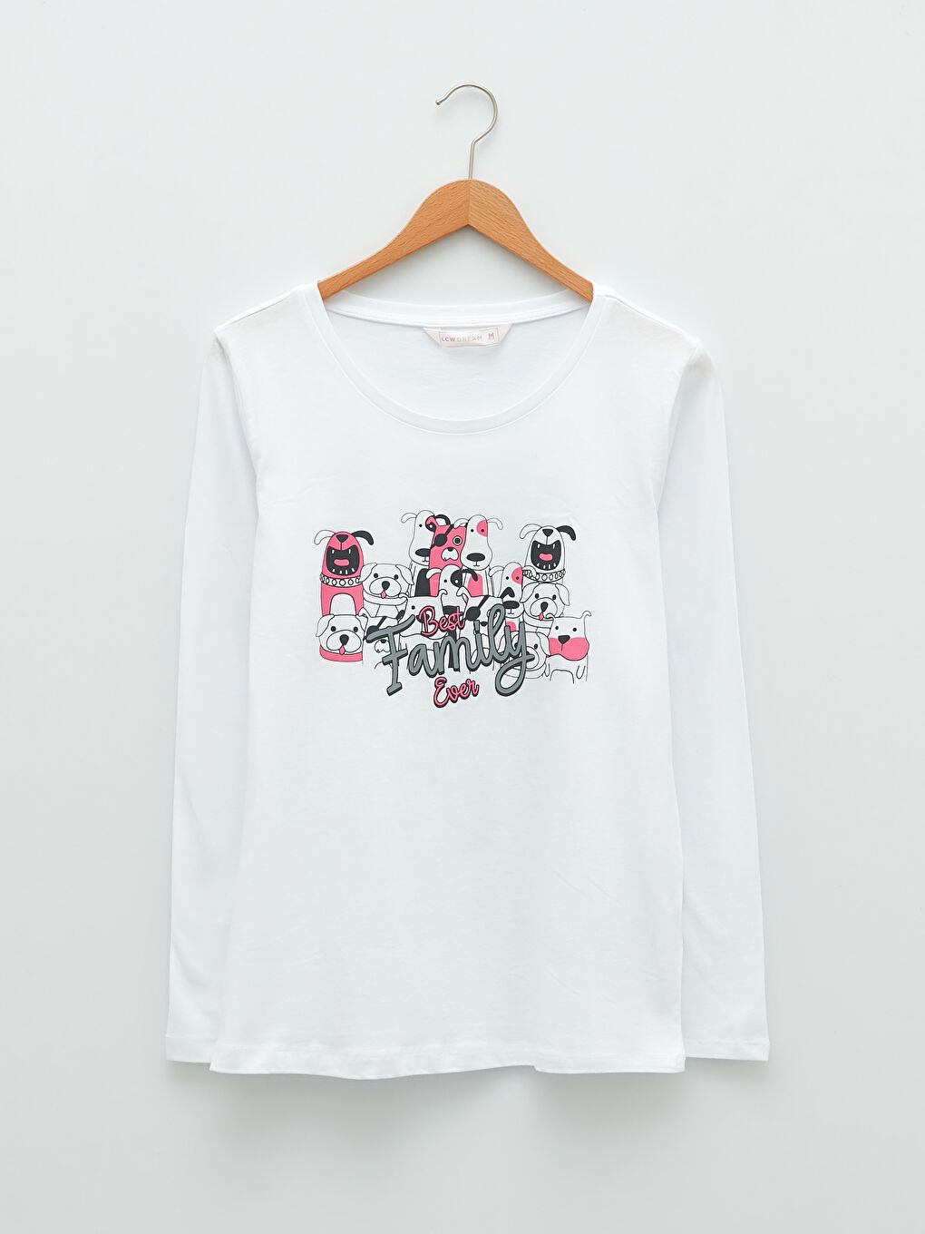 Gri Bisiklet Yaka Desenli Uzun Kollu Kadın Pijama Takımı-5