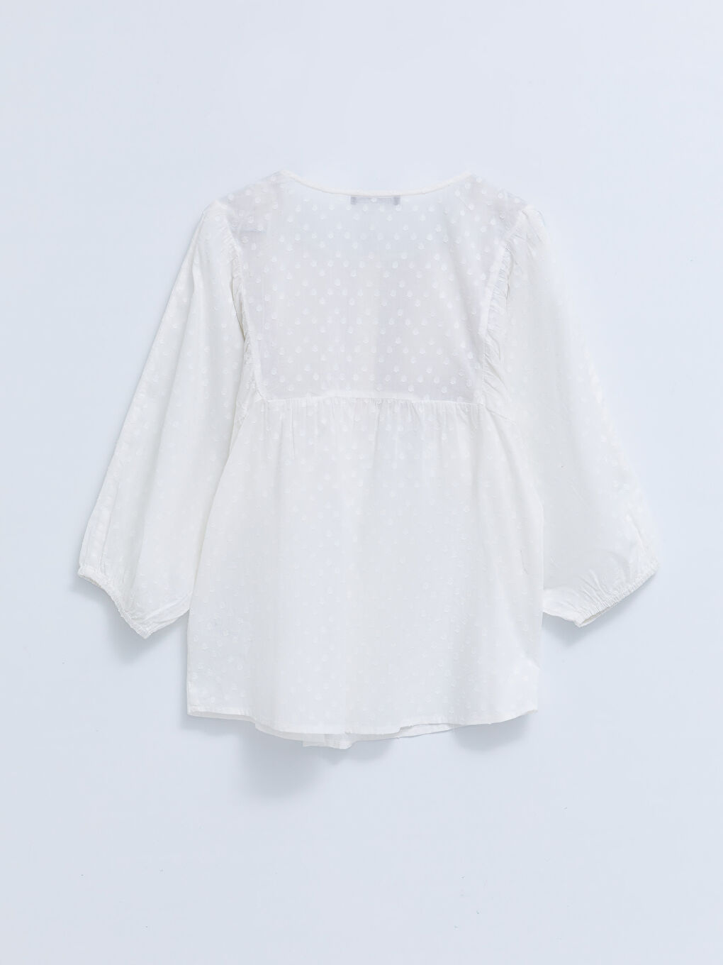 Bluză din Bumbac cu Mânecă Lungă Brodată și Guler Rotund pentru Femei-5