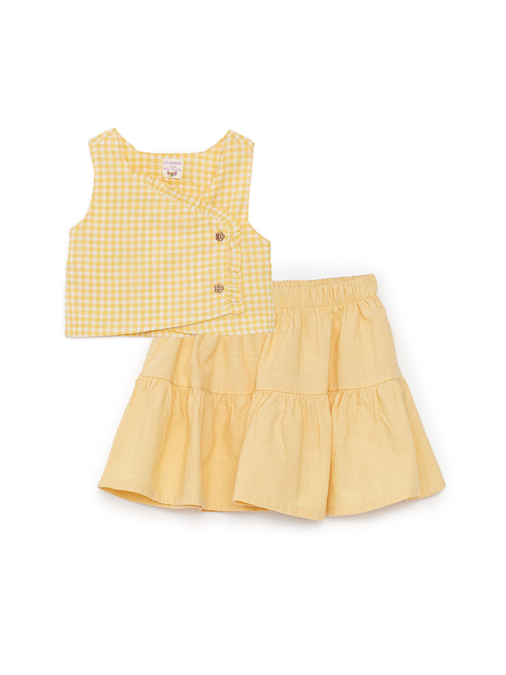 Blouse et Jupe à Motif Carreaux Col Rond pour Bébé Fille - Ensemble de 2 Pièces-2