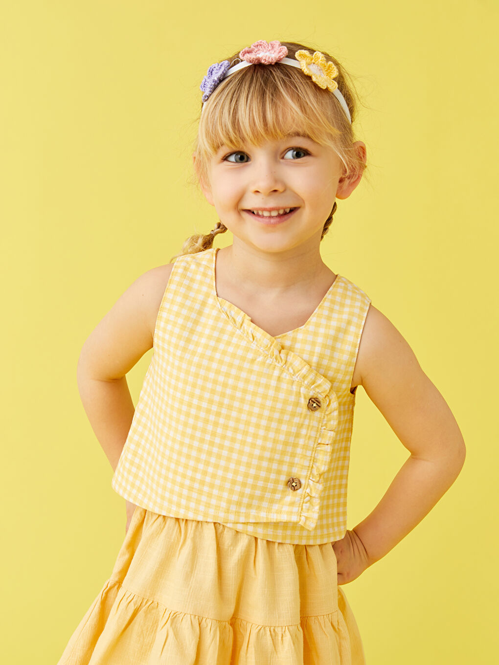 Blouse et Jupe à Motif Carreaux Col Rond pour Bébé Fille - Ensemble de 2 Pièces-1