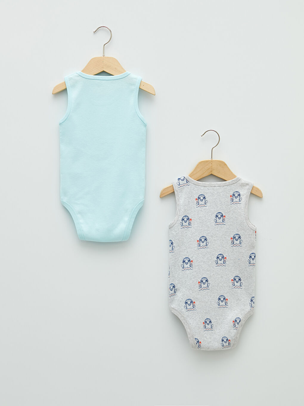 Crew Neck Printed Cotton Baby Boy Body With Snap Fastener 2 Pieces-1