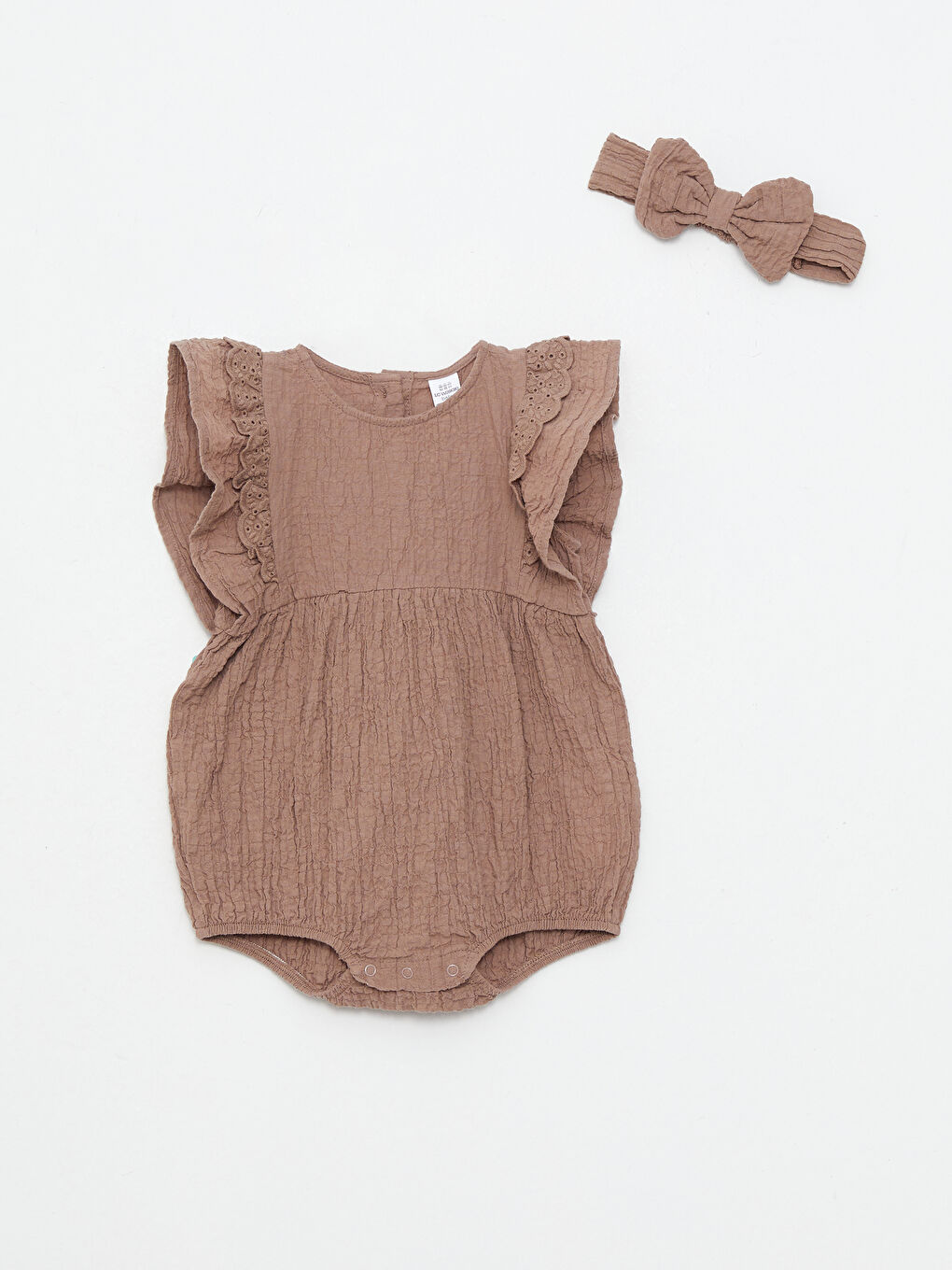 Bicycle Yala Short Sleeved Cotton Baby Girl Jumpsuit and Headband 2 Piece Set