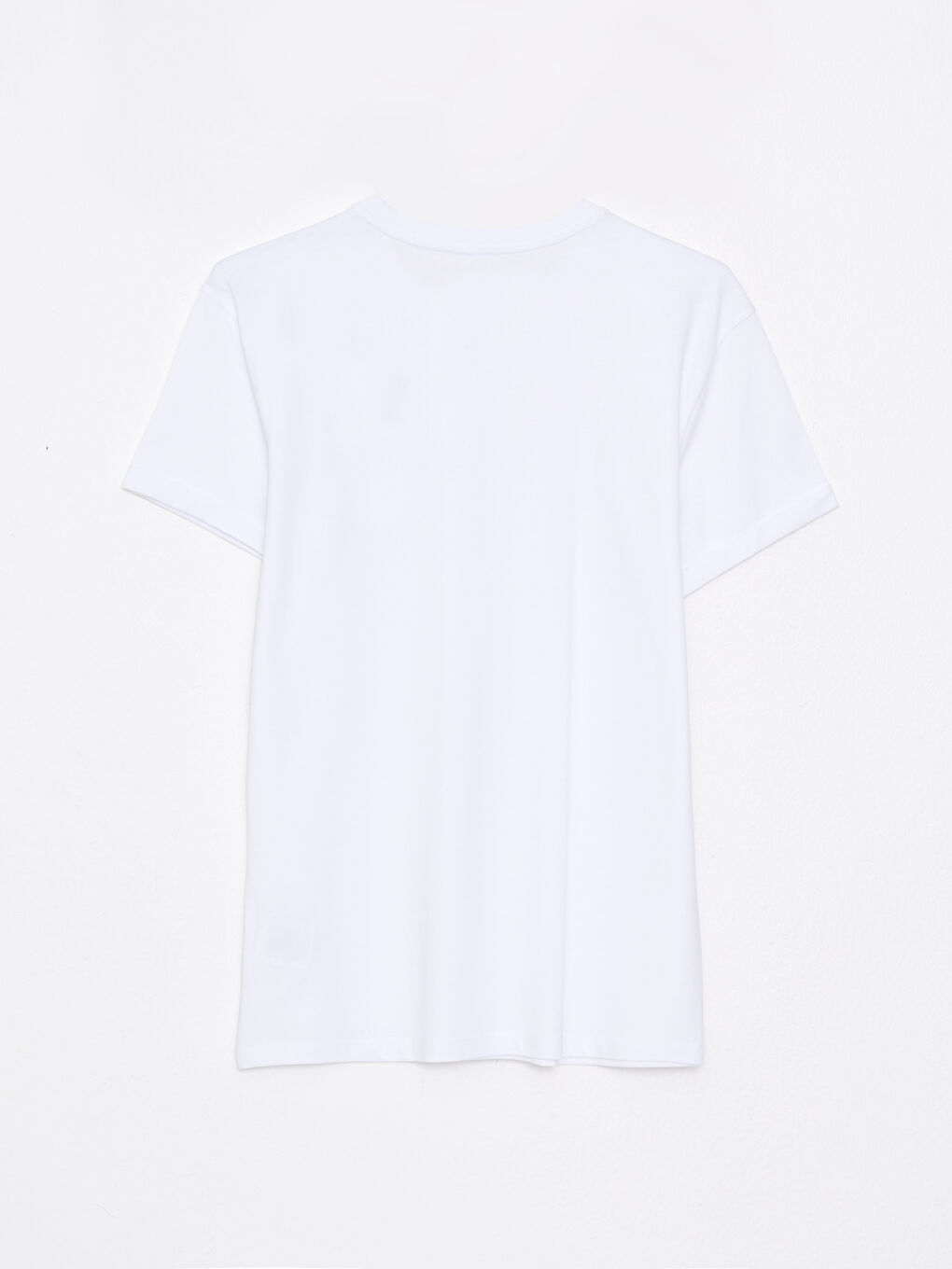 Beyaz Bisiklet Yaka Kısa Kollu Baskılı Penye Erkek Tişört-6