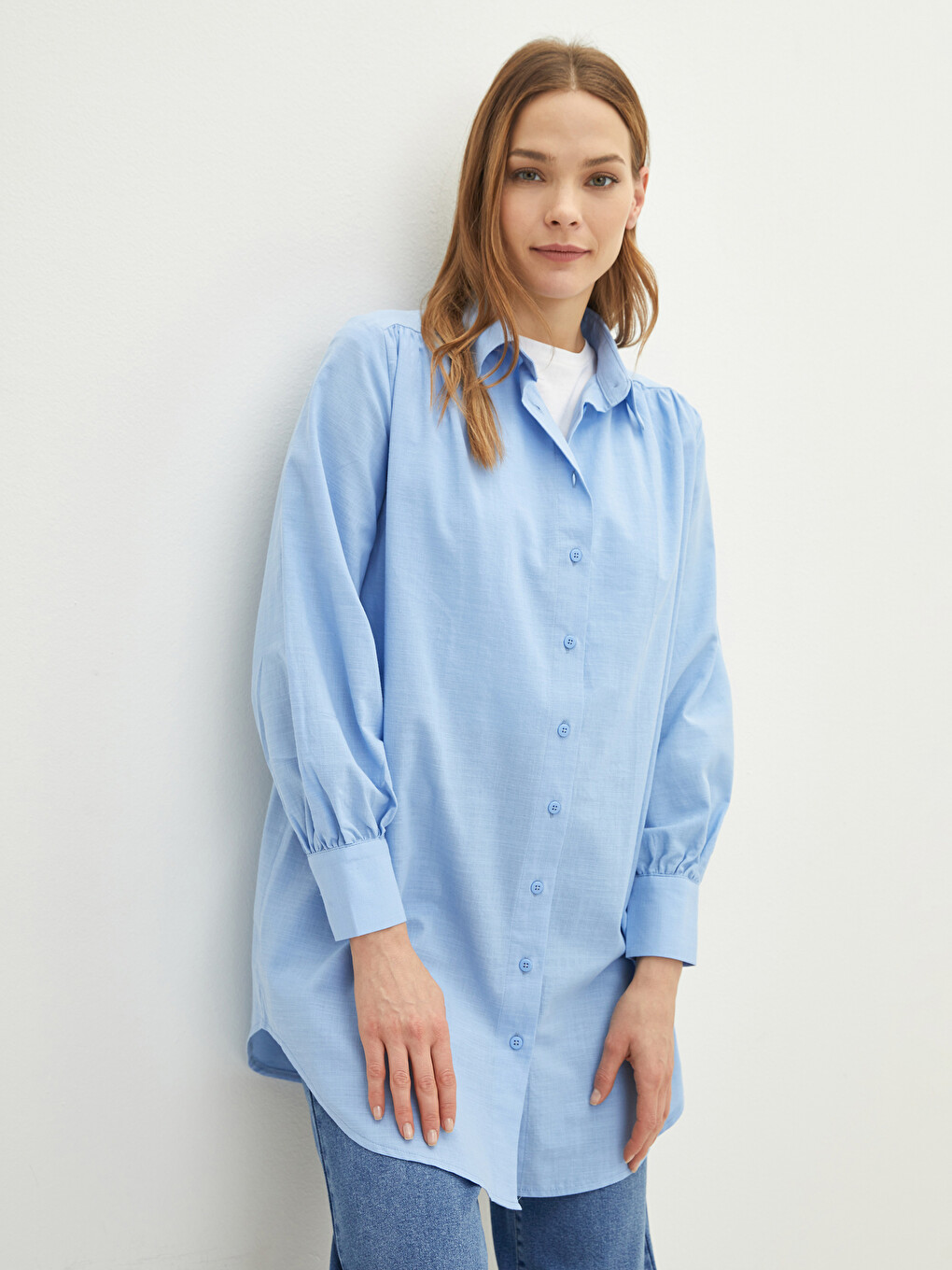 Plain Poplin Women's Shirt Tunic-2