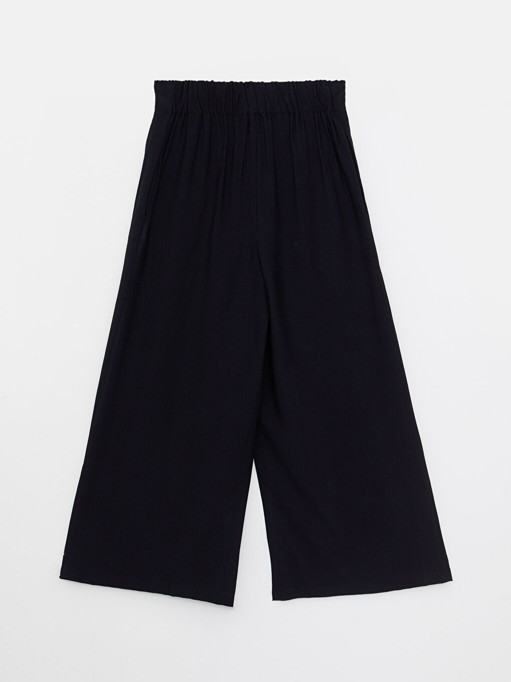 Siyah Kadın Beli Lastikli Rahat Kalıp Düz Pantolon-6