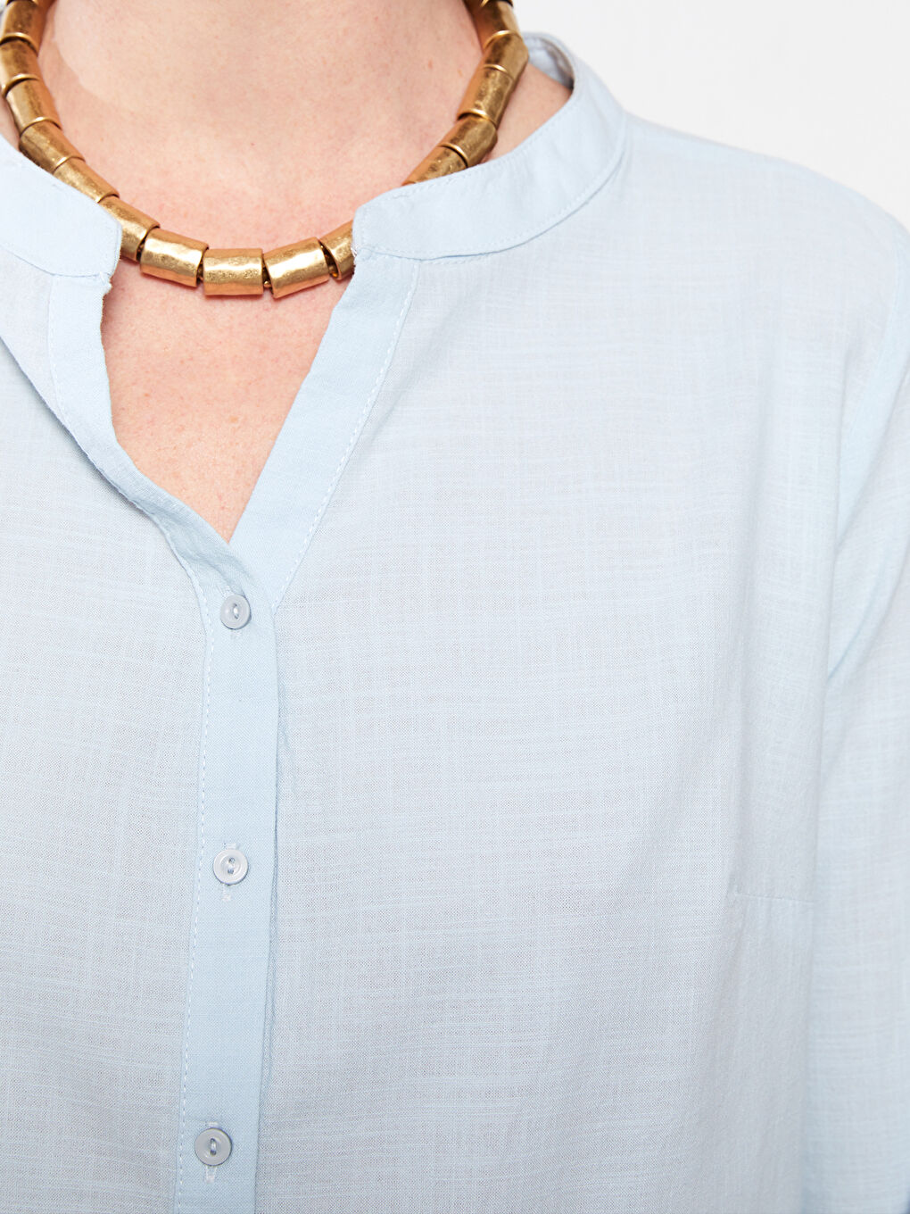 Women's Crew Neck Plain Cotton Shirt-5
