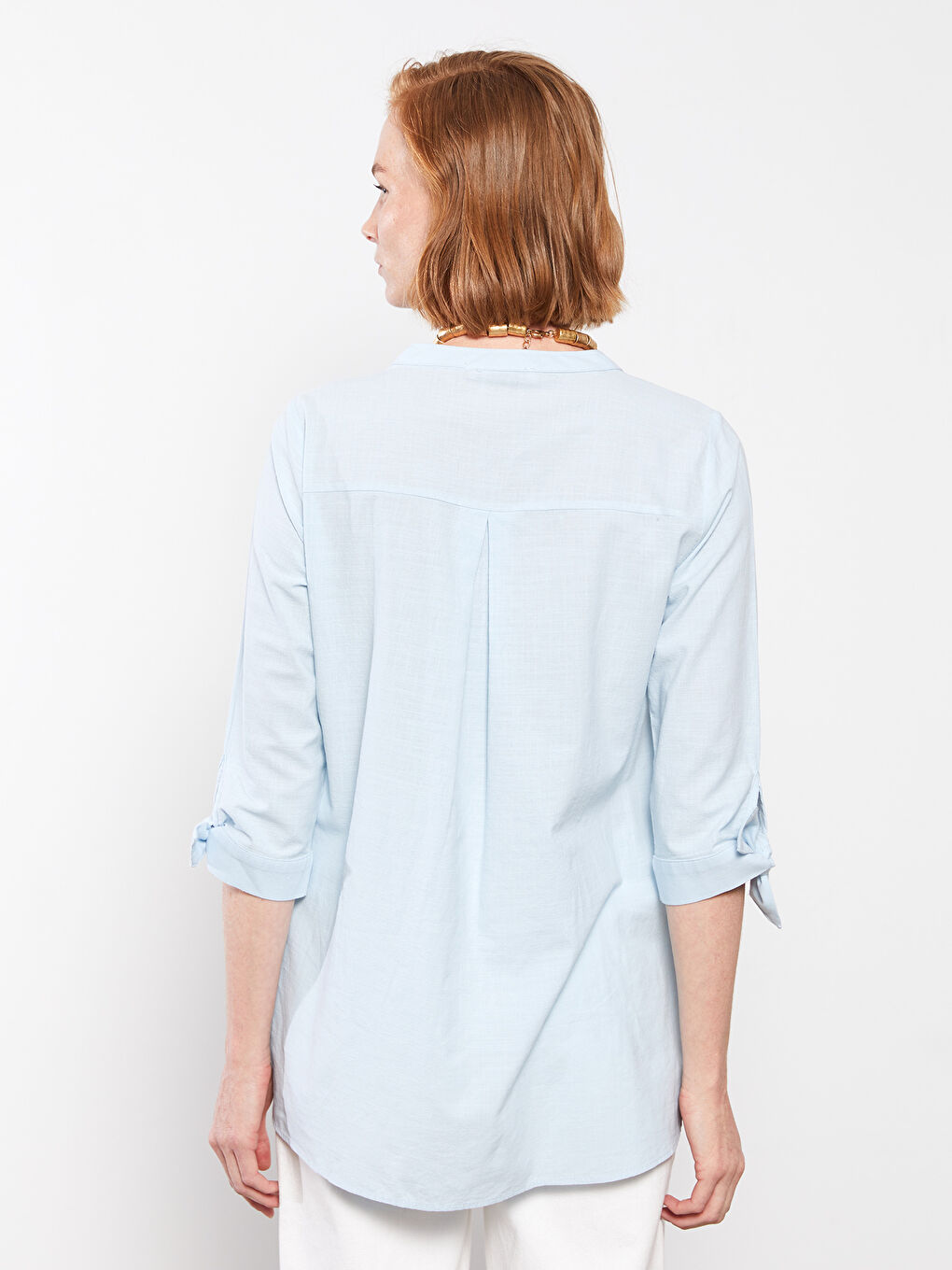 Women's Crew Neck Plain Cotton Shirt-6