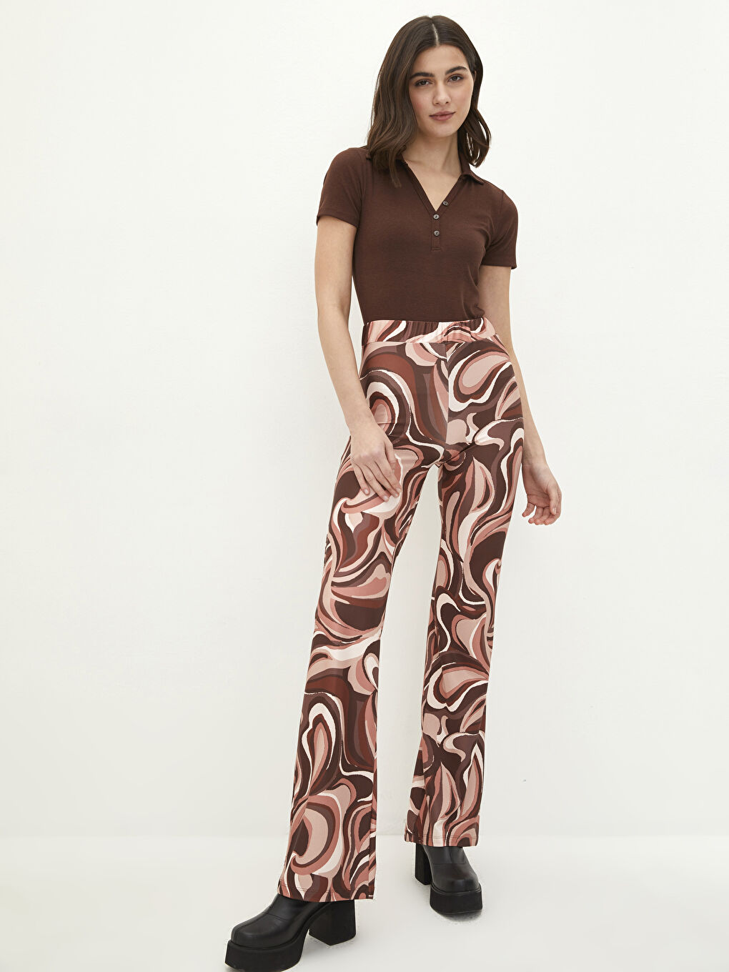 Elasticated Waist Patterned Women's Trousers