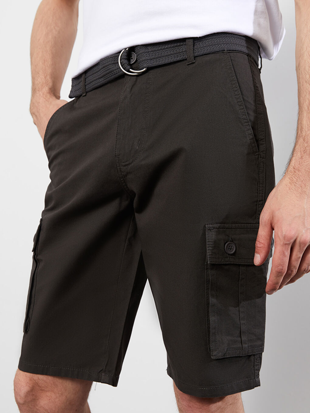 XSIDE Gri Standart Kalıp Gabardin Erkek Şort - 2