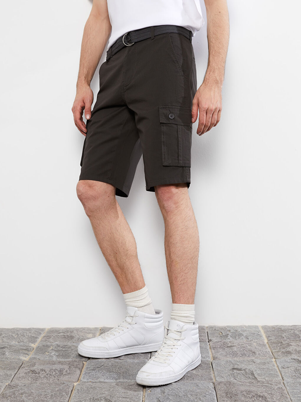 XSIDE Gri Standart Kalıp Gabardin Erkek Şort - 3