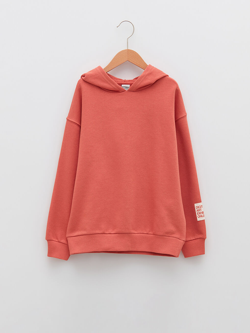 Turuncu Kapüşonlu Basic Uzun Kollu Erkek Çocuk Sweatshirt