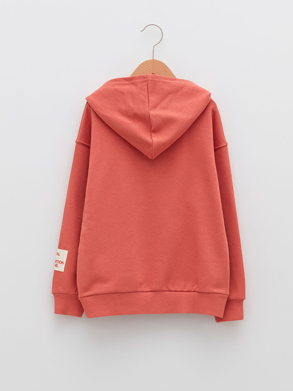 Turuncu Kapüşonlu Basic Uzun Kollu Erkek Çocuk Sweatshirt-1