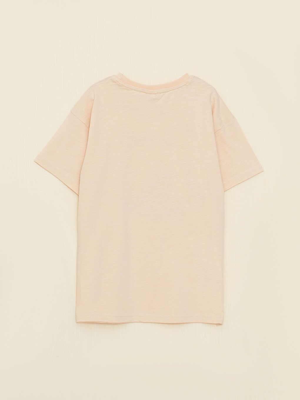 Bej Bisiklet Yaka Baskılı Kısa Kollu Erkek Çocuk Tişört-1